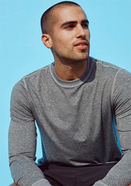 Athletic male in grey jersey