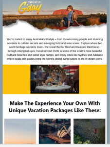 Australia.com vacation packages email blast